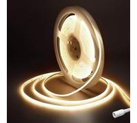 Fosingut Ruban LED COB 5m, DC12V 2.7mm Bande LED Chambre 4000K,480LED/m CRI90+ Flexible Lumiere Gaming Adhésif Rubans à LED pour TV,Cuisine,Maison Décor Intérieure,DIY(Seule Bandeau COB)