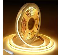 Fosingut Ruban LED COB 5m, DC12V 8mm Bande LED Chambre Blanc Chaud 3000K,480LED/m CRI90+ Flexible Lumiere LED Gaming Adhésif Rubans à LED pour TV,Cuisine,Maison Décor Intérieure,DIY(Seule Bandeau)