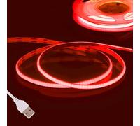 Fosingut Ruban LED COB Rouge 3m, DC5V USB 480LED/m 2,7mm Bande Flexible pour Gaming et Décoration de Chambre, TV - CRI90+ Kit Éclairage Adhésif pour Cuisine, Armoire, Miroir, Fête DIY