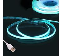 Fosingut Ruban lumineux LED COB bleu glacier 3 m, 5 V USB, rétro-éclairage TV, 480 LED/m CRI90 flexible sous armoire, cuisine, 2,7 mm pour PC, miroir, armoire, voiture, chambre