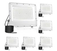 Fosingut Spot LED Extérieur 100W, 10000LM Projecteur LED Extérieur,144 LEDs IP65 Luminaire Exterieur Etanche,6500K Blanc Froid Eclairage Exterieur Murale pour Cour,Jardin,Garage,Terrasse,Entrée-6PCS