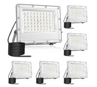 Fosingut Spot LED Extérieur 50W, 5000LM Projecteur LED Extérieur,72 LEDs IP65 Luminaire Exterieur Etanche,6500K Blanc Froid Eclairage Exterieur Murale pour Cour,Jardin,Garage,Terrasse,Entrée-6PCS