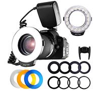 FOSITAN RF-600D 18 LEDs Flash Annulaire avec Contrôle de l'alimentation de l'écran LCD 8 Bagues d'adaptation 4 Diffuseurs de Lumière, LED-Bague Flash Macro Anneau pour Nikon Canon Appareil Photo DSLR