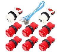 Fosiya 8X Arcade Boutons de Happ Type Boutons poussoirs commutateur Standard avec 20cm Boutons Câble pour Joystick Arcade Jeux Console Arcade1up (Rouge)