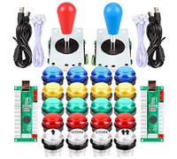 Fosiya Kit de boutons d'arcade LED style ellipse ovale 8 voies + 20 boutons d'arcade LED pour jeux vidéo 2 joueurs contrôleurs standard tous les PC Windows MAME Raspberry Pi (kits de couleurs