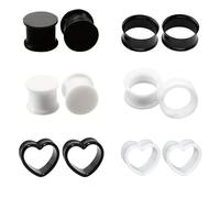FOSLXIN 12 PCS Écarteur d Oreilles en Silicone, Écarteur Tunnel Plugs en Silicone d'Étirement des Oreillettes Ecarteur Noir Blanc en de Chair Tunnels Expandeurs (10MM)