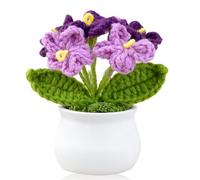FOSLXIN Fleurs Tricotées Peluche, Fleur Crochet Fleurs Artificielles Deco Fleurs Tricotées Fleurs Oubliées Fleurs Tricotéese à La Main Petites Plantes Pot Faitese à Main (dégradé Violet)