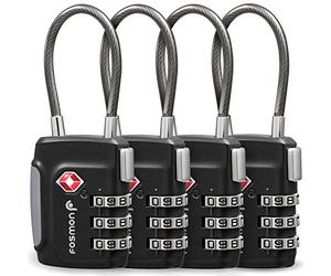 Fosmon Cadenas à Code et câble pour Vélo, Valise, Sac de Voyage, Casier ou Sac à Dos - Utile pour Sécuriser Tous Les Bagages - accepté par la TSA