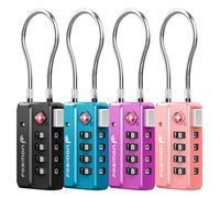 Fosmon - Cadenas Code TSA pour Bagages 4 Couleurs, Cadenas Câble à 4 Chiffres pour Valise, Sac de Voyage, Casier, etc. Lot de 4 Cadenas - Noir, Bleu, Violet, Rose
