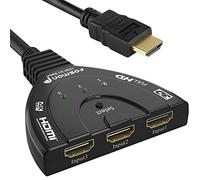 Fosmon Commutateur HDMI Automatique 4K 3-Port, 3x1 Switch HDMI Auto Switcher Répartiteur UHD HDR 3D Full 1080p HDCP, 3 Entrées 1 Sortie HDMI Splitter Sélecteur avec Câble pour PS4 Xbox Roku Apple TV