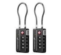 Fosmon TSA Cadenas Bagage Code 4 Chiffres, Lot de 2 Cadenas Câble Valise | Certifié TSA, Combinaison 4 Chiffres Personnalisable, Câble Acier Flexible, Corps Alliage Zinc, Lot de 2 Pour Valise