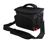 FOSOTO Sac pour appareil photo reflex - Grand sac à bandoulière avec housse de pluie - Compatible avec Nikon D3500 D5600 D7500, Canon EOS 6D 4000D 2000D, Sony Alpha A7RIII, Noir