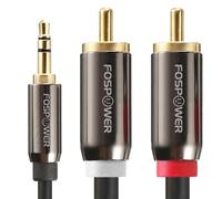 FosPower 3m Câble Audio 1 Jack 3,5mm vers 2 RCA pour Chaine Hifi | Compatible with Smartphone, Tablette, et Lecteur MP3. Cordon Double Cinch Mâle vers Mâle pour Haut-Parleur et Ampli