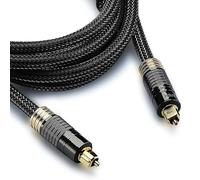 FosPower Câble Optique Audio Toslink en Fibre de Carbone - 3m | Compatible avec Freebox, Barre de Son, Ampli, Chaine HiFi, Lecteur Blu-Ray, et Receveur Satellite. Plaqué Or 24K