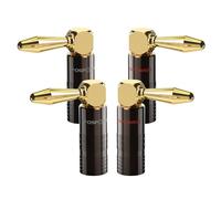 FosPower Fiches Bananes à Angle Droit pour Câbles d'Enceintes - 2 Paires