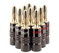 FosPower - Fiches Bananes Premium Plaquées Or 24K avec Double Vis - Connecteurs pour HiFi, Haut-Parleurs, Amplificateurs & Home Cinéma - Lot de 10