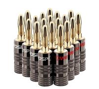 FosPower - Fiches Bananes Premium Plaquées Or 24K avec Double Vis - Connecteurs pour HiFi, Haut-Parleurs, Amplificateurs & Home Cinéma - Lot de 20