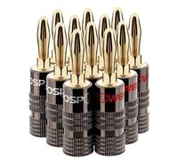 FosPower Fiches Bananes Premium Plaquées Or 24K pour Haut-Parleurs - Lot 12 | Connecteurs de Câbles d'Enceintes avec Double Vis pour Systèmes Audio HiFi, Amplificateurs, et Ampli Home Cinéma