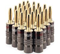 FosPower Fiches Bananes Premium Plaquées Or 24K pour Haut-Parleurs - Lot 24 | Connecteurs de Câbles d'Enceintes avec Double Vis pour Systèmes Audio HiFi, Amplificateurs, et Ampli Home Cinéma