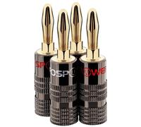 FosPower Fiches Bananes Premium Plaquées Or 24K pour Haut-Parleurs Lot de 4 | Connecteurs de Câbles d'Enceintes avec Double Vis pour Systèmes Audio HiFi, Amplificateurs, et Ampli Home Cinéma