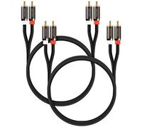 FosPower (Lot de 2, 0,9m RCA Câble Audio Stéréo, 24K Or plaqué pour Le cinéma Maison, HDTV, Hi-FI Systems, Lecteur Blu-Ray, Console de Jeu