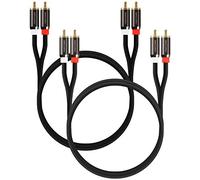 FosPower (Lot de 2/1,8m RCA Câble Audio Stéréo (2X RCA mâle vers/à 2X RCA mâle) 24K Or plaqué pour Le cinéma Maison, HDTV, Hi-FI Systems, Lecteur Blu-Ray, Console de Jeu