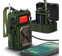 FosPower Radio d'urgence Météo avec Haut-Parleur Bluetooth, 14800mWh | Manivelle USB-C Solaire Charge NOAA AM/FM SOS Alarme LED Lampe de Poche Prise Casque Écran Numérique Auto Scan, pour Urgence.