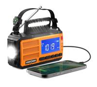 FosPower - Radio Portable Rechargeable avec Batterie de Secours de 10 000 mAh/37 000 mWh - Radio Survie Solaire - Chargement USB, Solaire et Manivelle - Alarme SOS, Lampe de Poche pour Les Urgences