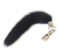 Fosrion Porte-clé en fourrure de vison véritable pour voiture de bureau, jeep camion, moto, Noir (noir), Small
