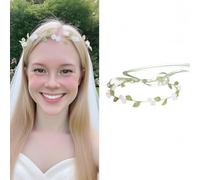 Fosrisix Bandeau fleur de muguet pour fille - Ruban vert - Couronne de mariée délicate - Accessoires de cheveux pour mariage - Pour femme, mariée, demoiselle d'honneur