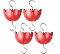 Fossé de Fourmis pour mangeoires à colibris, 4 pièces, Protection en Plastique de 4 OZ pour mangeoire à colibris, douve en Forme Fleur Rouge avec Crochet en métal