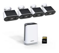 FOSSENXE 2K Kit de Camera Surveillance WiFi Exterieure sans Fil 4Pcs 4MP Solaire Camer Wifi Base, Stockage Local sans Abonnement