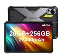 FOSSiBOT DT2 Tablette Incassable 10.4'' FHD 2K IPS, 20Go+256Go, 66W 22000mAh Tablettes Durcie, Tablette Robuste imperméable IP68/IP69K, Double SIM 4G, 64MP Caméra, WiFi6/GPS/OTG (Blue) (Noir)