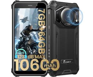 FOSSiBOT F101P Téléphone Portable Incassable 5.45'' Écran HD+, Haut-Parleur 123 DB, 7 Go+64 Go Expanded 1 to, 24MP, IP68/IP69 4G Dual Sim (Noir)