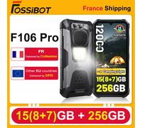 FOSSiBOT F106 Pro Smartphone robuste 15(8 + 7) Go de RAM 256 Go de ROM 12 000 mAh 6,58 " 48 MP Helio G85 Android 14 Téléphone Double SIM 4G noir