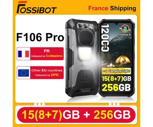 FOSSiBOT F106 Pro Smartphone robuste 15(8 + 7) Go de RAM 256 Go de ROM 12 000 mAh 6,58 " 48 MP Helio G85 Android 14 Téléphone Double SIM 4G noir