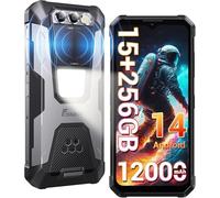 FOSSiBOT F106 Pro Téléphone portable incassable 2025, Android 14, écran HD+ 6,58", 48 Mpx + 20 Mpx, vision nocturne, grande batterie 12 000 mAh (30 W), 15 Go + 256 Go (1 To), lampe de camping 512 lm