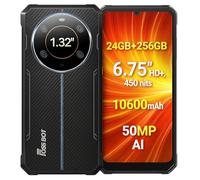FOSSiBOT F109S Smartphone Incassable, 24Go+256Go, 6,75'' HD+ Écran, Innovant Arrière Écran, Batterie 10600 mAh, 50MP IA Triple Caméra, IP68 Etanche Téléphone, Android 15, Double SIM GPS NFC Noir