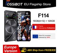 Fossibot F114 Android 15 téléphone robuste Ultra-mince 16GB(4 +12) 128GB 50MP + 8MP + 2MP caméra 5000mAh 18W 6.67 ''HD + écran Smartphone noir