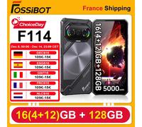 Fossibot F114 Smartphone Robuste Ultra-fin 16(4+12)Go +128Go Unisoc T615 4G 5000mAh 18W 50MP+8MP+2MP Android 15 noir