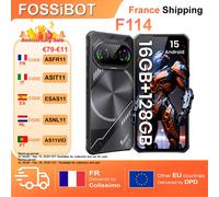 Fossibot F114 téléphone robuste Ultra-mince 16GB(4 +12) 128GB Android 15 50MP + 8MP + 2MP caméra 5000mAh 18W 6.67 ''HD + écran Smartphone noir