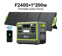 FOSSIBOT F2400 Centrale Électrique Portable 2048Wh 2400W avec Panneau Solaire 200W, Vert