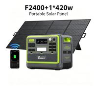 FOSSIBOT F2400 Centrale Électrique Portable 2048Wh 2400W avec Panneau Solaire 420W, Vert