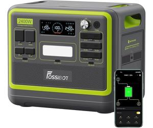 FOSSiBOT Generateur Electrique Solaire Portable 2400W F2400, 2048Wh LiFePO4 Batterie de Secours avec 3 Sorties CA 2400W (4800W Pic), Groupe Électrogène Solaire pour Camping-car, Maison, Voyage