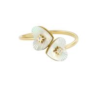 Fossil Femme Radiant Love Bague Toi Et Moi en acier inoxydable doré avec cœur en nacre, JF047347105