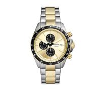 Fossil Autocross Montre Homme, Mouvement Multifonction Quartz avec Bracelet en Acier Inoxydable ou Cuir, Argent et Ton Or foncé, 42 mm