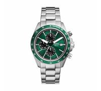Fossil Autocross Montre Homme, Mouvement Multifonction Quartz avec Bracelet en Acier Inoxydable ou Cuir, Ton Argent et Vert forêt, 42 mm