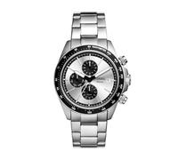 Fossil Autocross Montre Homme, Mouvement Multifonction Quartz avec Bracelet en Acier Inoxydable ou Cuir, Noir et Argent, 42 mm