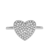 Fossil Bague à focale centrale Sadie Fossil en acier inoxydable, avec cœur scintillant, pour femme, JF046770405