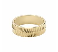 Fossil - Bague Harlow Linear Texture pour femme en acier inoxydable doré, JF04118710